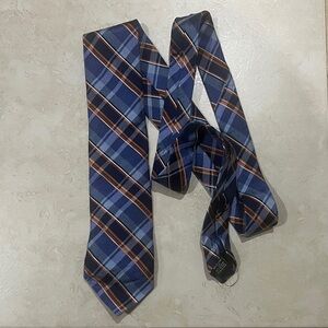 Van Heusen Navy and Copper Plaid Tie